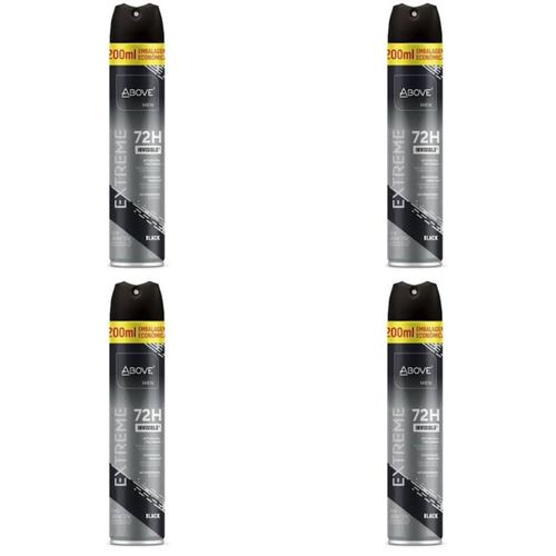 Kit c/4 Unidades de Desodorante Aerosol Above 72H 200ml Extreme Black