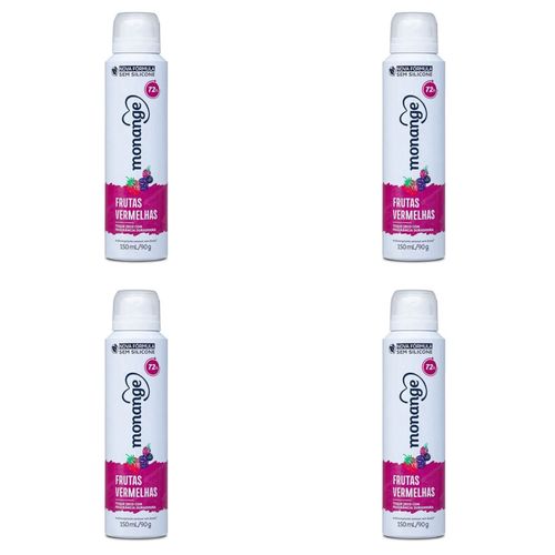 Kit c/4 Unidades de Desodorante Aero Monange 90g Frutas Vermelhas Kit c/4 Unidades de Desodorante Aero Monange 90g Frutas Vermelhas