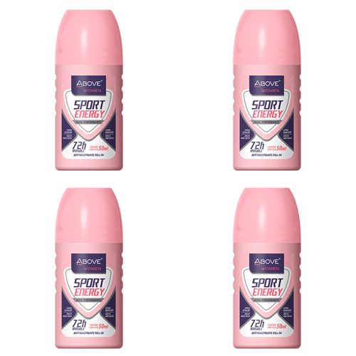 Kit c/4 Unidades de Desodorante Above Rollon Energy Women Sport 50ml