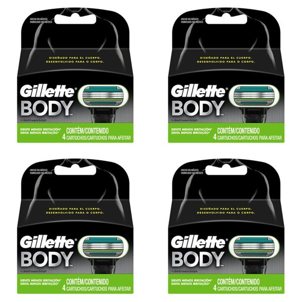 Kit c/4 Unidades de Carga Para Aparelho De Barbear Gillette Body Com 4 Unidades cada