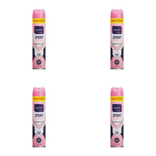 Kit c/4 Unidades de Desodorante Aerosol Above 72H 200ml Sport Energy Women Kit c/4 Unidades de Desodorante Aerosol Above 72H 200ml Sport Energy Women