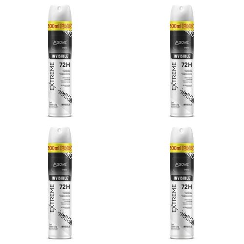 Kit c/4 Unidades de Desodorante Aerosol Above 72H 200ml Extreme Invisible Kit c/4 Unidades de Desodorante Aerosol Above 72H 200ml Extreme Invisible