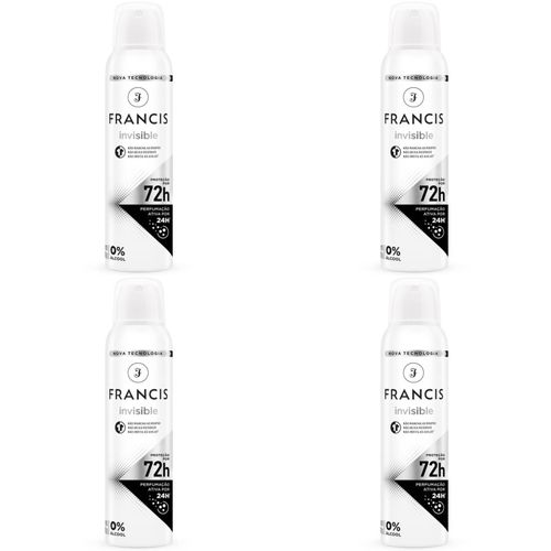 Kit c/4 Unidades de Desodorante Aero Francis 150ml Clássico Preto Kit c/4 Unidades de Desodorante Aero Francis 150ml Clássico Preto