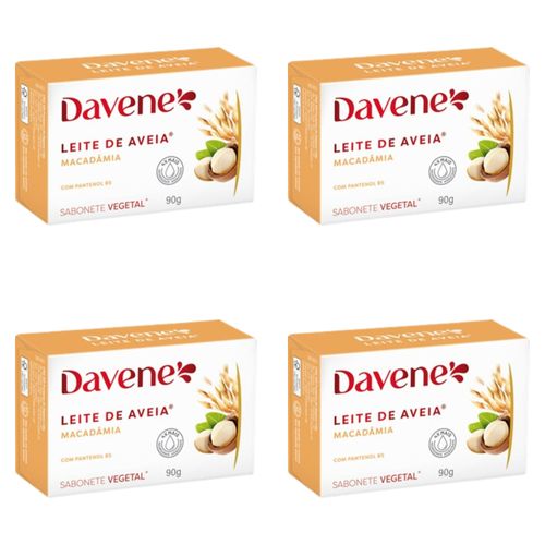 Kit c/4 Sabonetes Davene Leite De Aveia Macadamia 90g cada Kit c/4 Sabonetes Davene Leite De Aveia Macadamia 90g cada