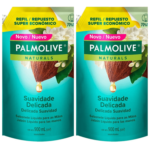 Kit c/2 Sabonetes Líquido Palmolive Jasmim e Cacau 900ml Refil