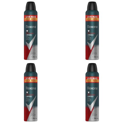 Kit c/4 Unidades de Desodorante Rexona Aero Men Antib/Invis 250ml