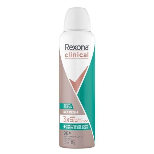 Kit c/4 Unidades de Desodorante Rexona Clinical Aerosol Refresh 96h + Controle de Odor 150ml