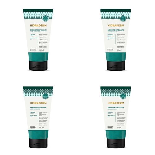 Kit c/4 Sabonetes Liquido Hidraderm Esfoliante 180ml Erva Doce