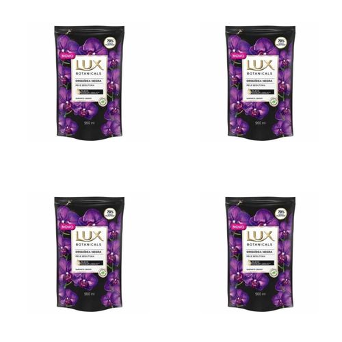 Kit c/4 Sabonetes Líquido Lux Refil 200ml Orquídea Negra Kit c/4 Sabonetes Líquido Lux Refil 200ml Orquídea Negra