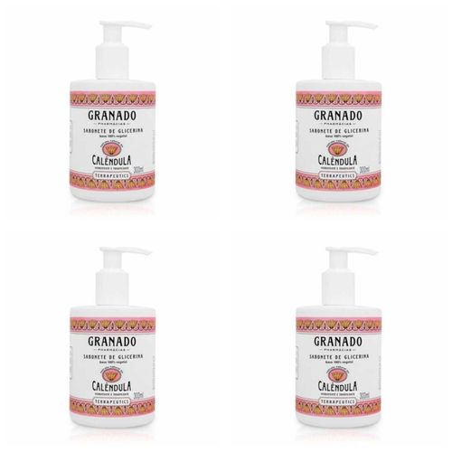 Kit c/4 Sabonetes Líquido Granado Terrapeutics 300ml Calêndula
