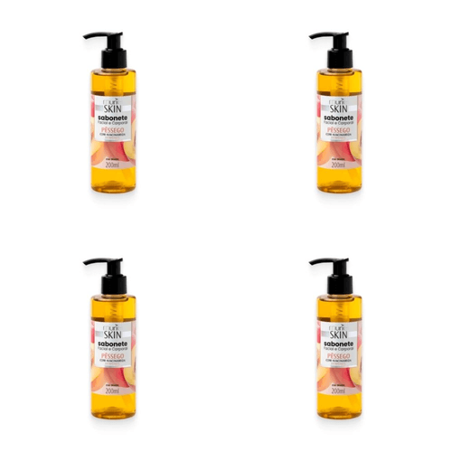 Kit c/4 Sabonetes Líquido Facial Corporal Muriel Skin Pêssego 200ml