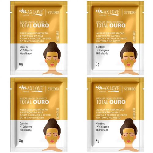 Kit c/4 Máscara Facial Peel Off 8g Ouro Max Love