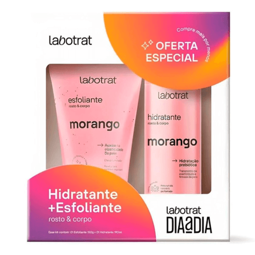 Kit c/4 Kit Morango Rosto e Corpo Dia A Dia Hidratante 190Ml e Esfoliante 150Ml Labotrat Kit c/4 Kit Morango Rosto e Corpo Dia A Dia Hidratante 190Ml e Esfoliante 150Ml Labotrat