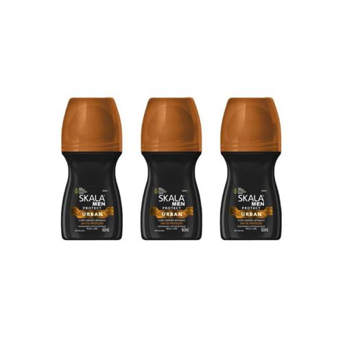 Kit c/3 Unidades de Desodorante Rollon Skala 60ml Men Protect Urban