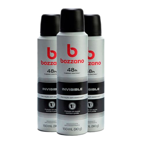 Kit c/3 Unidades de Desodorante Aerosol Bozzano 90g Invisible Kit c/3 Unidades de Desodorante Aerosol Bozzano 90g Invisible