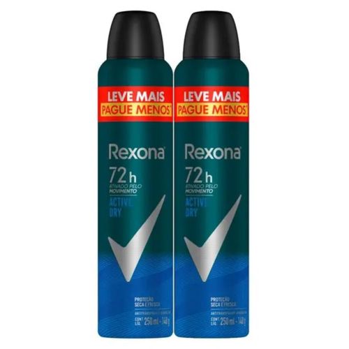 Kit c/2 Unidades de Desodorante Rexona Aero Men Active Dry 250ml Kit c/2 Unidades de Desodorante Rexona Aero Men Active Dry 250ml