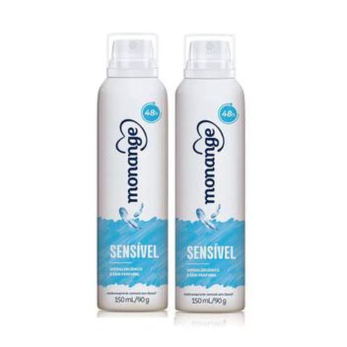 Kit c/2 Unidades de Desodorante Aerosol Monange 90g Sem Álcool Perfume