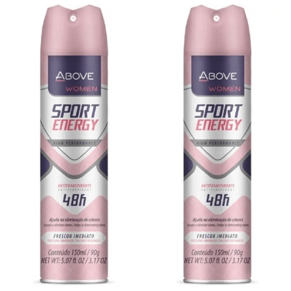 Kit c/2 Unidades de Desodorante Antibacteriano Aerosol Above Clássico 150ml Energy Women