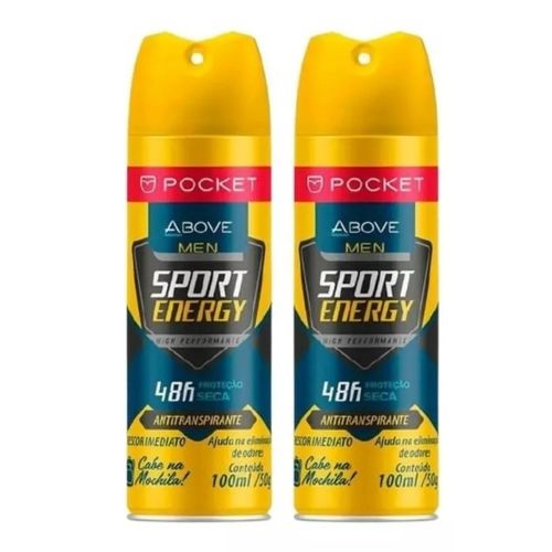 Kit c/2 Unidades de Desodorante Antibacteriano Aerosol Above Clássico 150ml Energy Men Kit c/2 Unidades de Desodorante Antibacteriano Aerosol Above Clássico 150ml Energy Men