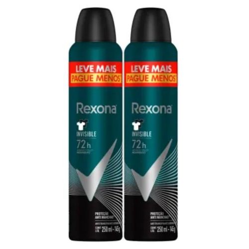 Kit c/2 Unidades de Desodorante Rexona Aero Men Antib/Invis 250ml Kit c/2 Unidades de Desodorante Rexona Aero Men Antib/Invis 250ml