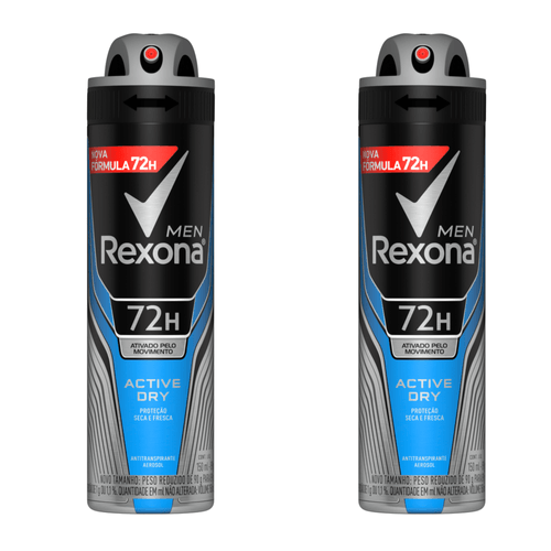 Kit c/2 Unidades de Desodorante Rexona Aerosol 150ml Men Active Dry