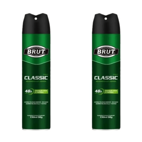 Kit c/2 Unidades de Desodorante Aerosol Brut 150ml Men Classic
