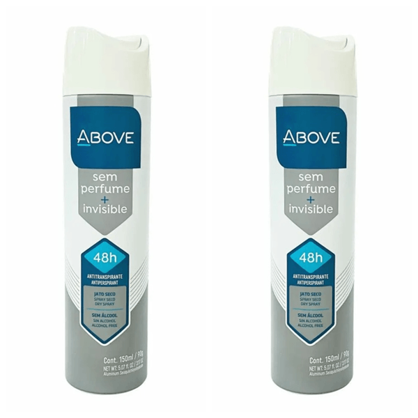 Kit c/2 Unidades de Desodorante Aerosol Above 72H 150ml Sem Perfume