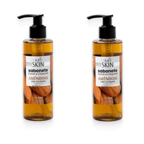 Kit c/2 Sabonetes Liquido Facial Corporal Muriel Amendoas e Colágeno 200ml