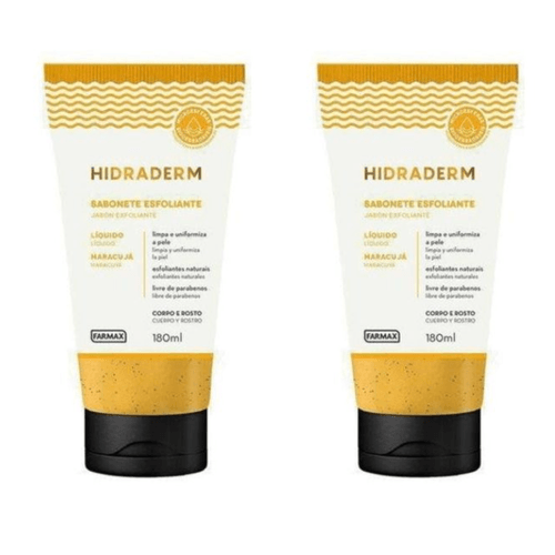 Kit c/2 Sabonetes Liquido Hidraderm Esfoliante 180ml Maracujá Kit c/2 Sabonetes Liquido Hidraderm Esfoliante 180ml Maracujá