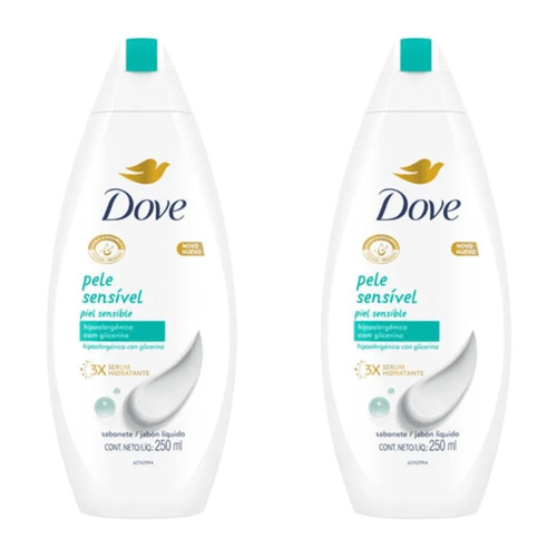 Kit c/2 Sabonetes Líquido Dove 250ml Pele Sensivel