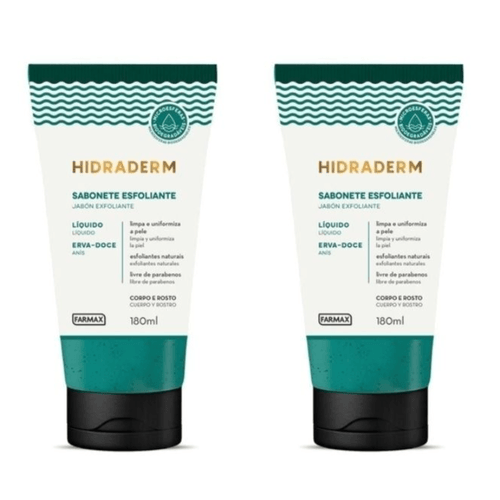 Kit c/2 Sabonetes Liquido Hidraderm Esfoliante 180ml Erva Doce