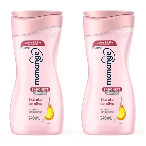Kit c/2 Sabonetes Liquido Monange 240ml Extrato Olivia