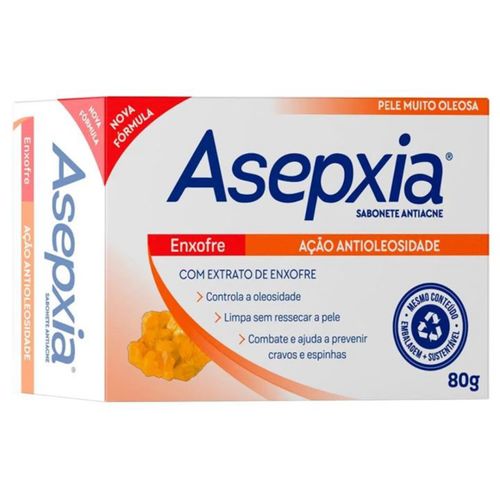 Kit c/2 Sabonete Asepxia Barra 80g Enxofre Kit c/2 Sabonete Asepxia Barra 80g Enxofre