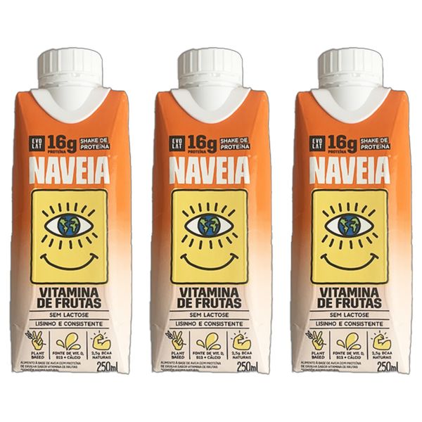 Kit 3X: Shake Proteico Vegano Vitaminas de Frutas Naveia 250ml