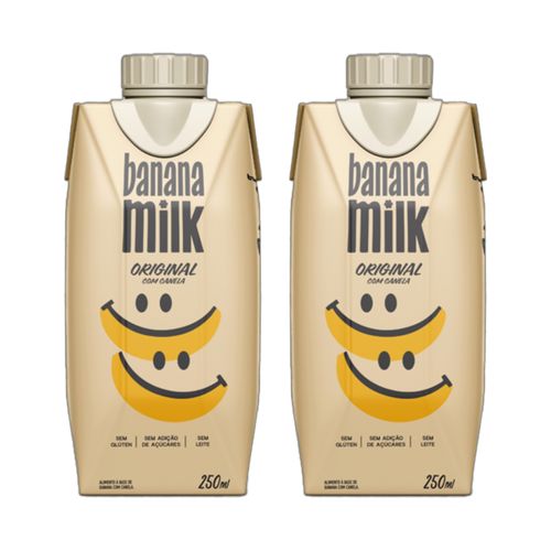 Kit 2X: Leite Vegetal de Banana Original  com Canela Banana Milk 250ml
