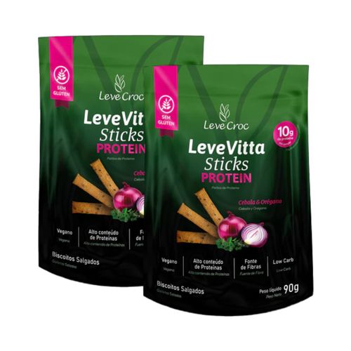 Kit 2X: Biscoito Leve Vitta Protein Cebola e Orégano Leve Croc 90g
