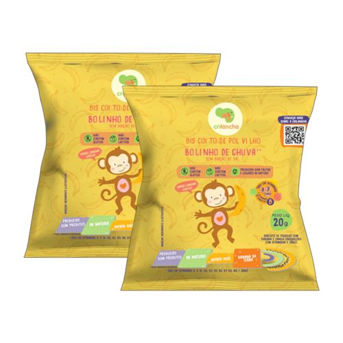Kit 2X: Biscoito de Polvilho Bolinho de Chuva Vegano Crilancha 20g