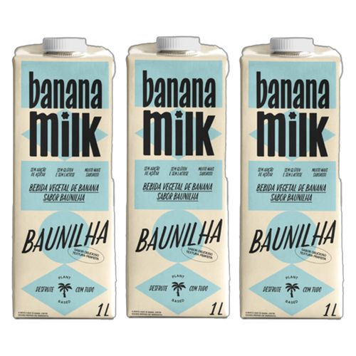 Kit 3X: Leite Vegetal de Banana Sabor Baunilha Banana Milk 1L Kit 3X: Leite Vegetal de Banana Sabor Baunilha Banana Milk 1L