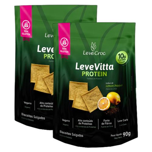 Kit 2X: Biscoito Leve Vitta Protein Lemon Pepper Leve Croc 90g