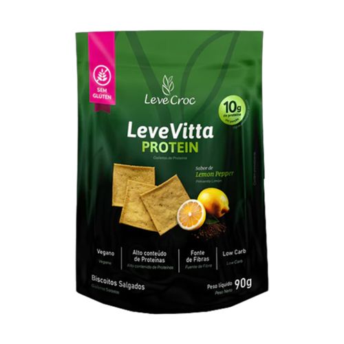 Biscoito Leve Vitta Protein Sabor Lemon Pepper Leve Croc 90g