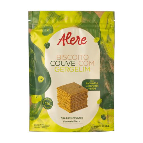 Biscoito de Couve com Gergelim Sem Glúten Alere 55g Biscoito de Couve com Gergelim Sem Glúten Alere 55g