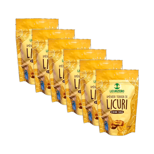 Kit 6X: Amêndoa de Licuri Torrada Com Sal Licurizeiro 100g