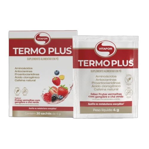 Termo Plus Termogênico Frutas Vermelhas com Gengibre e Chá Verde 4g Vitafor 30 Sachês Termo Plus Termogênico Frutas Vermelhas com Gengibre e Chá Verde 4g Vitafor 30 Sachês