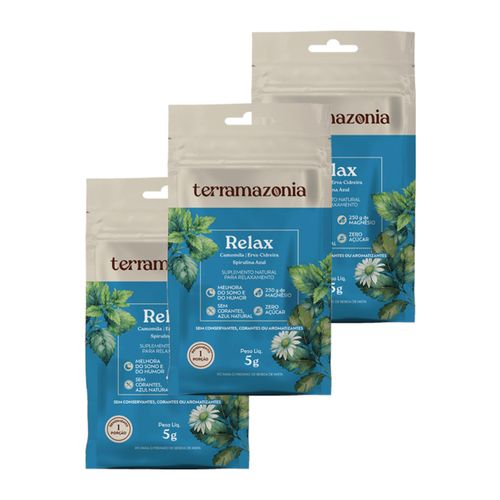Kit 3X: Relax Camomila, Erva Cidreira e Spirulina Azul Sachê Terramazonia 5g