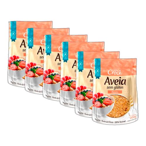 Kit 6X: Farelo de Aveia Sem Glúten Leve Crock 200g
