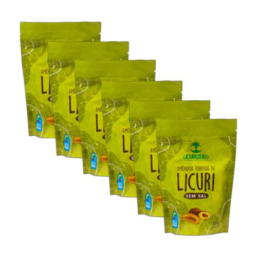 Kit 6X: Amêndoa de Licuri Torrada Sem Sal Licurizeiro 100g