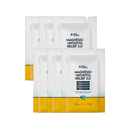 Kit 6X: Magnésio + Inositol Relief 3.0 Maracujá Sachê True Source 7g