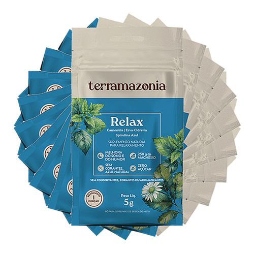 Relax Camomila, Erva Cidreira e Spirulina Azul 5g Terramazonia 10 Sachês