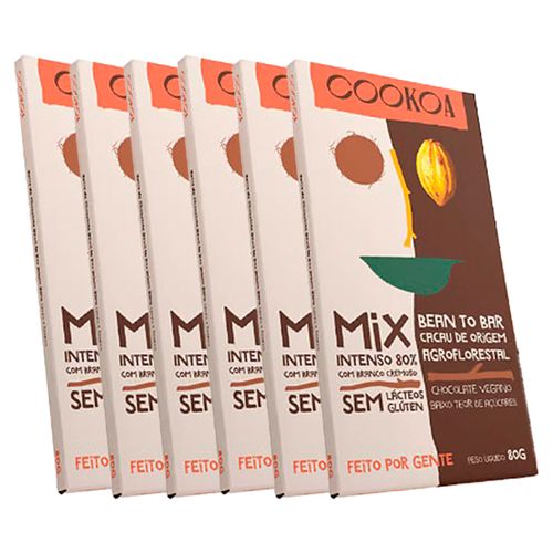 Kit 6X: Chocolate Mix Intenso 80% e Branco Cremoso Vegano Cookoa 80g Kit 6X: Chocolate Mix Intenso 80% e Branco Cremoso Vegano Cookoa 80g