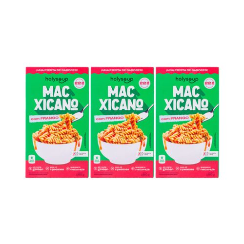 Kit 3X: Macarrão MacXicano com Frango Sem Glúten Holysoup 190g Kit 3X: Macarrão MacXicano com Frango Sem Glúten Holysoup 190g